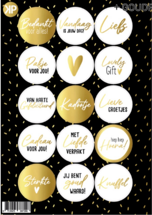 Stickervel zwart/goud