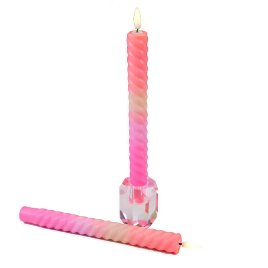 LED Swirl Candle Pink Orange