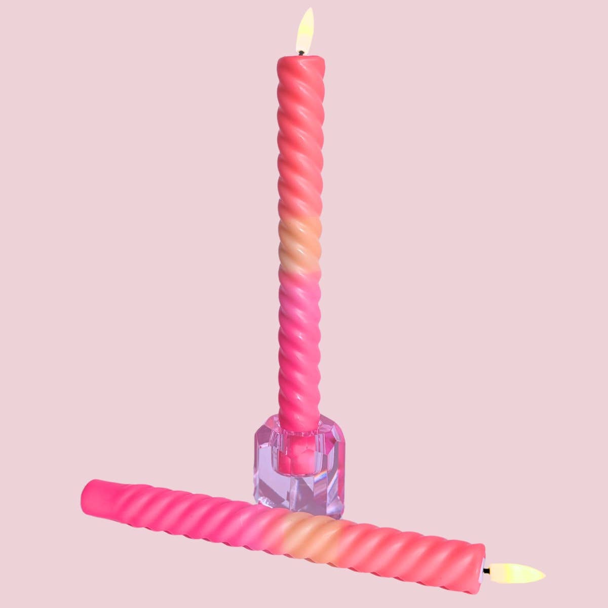 LED Swirl Candle Pink Orange
